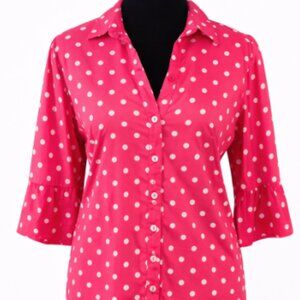 Avenue Polka Dot Blouse Top Size Large